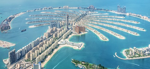 Vue aérienne de The Palm à Dubai